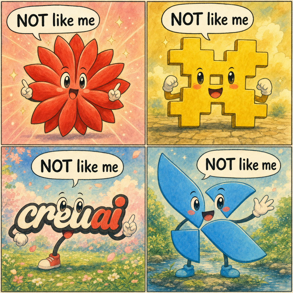 It is not like EXO, Petals, CrewAI, LangGraph