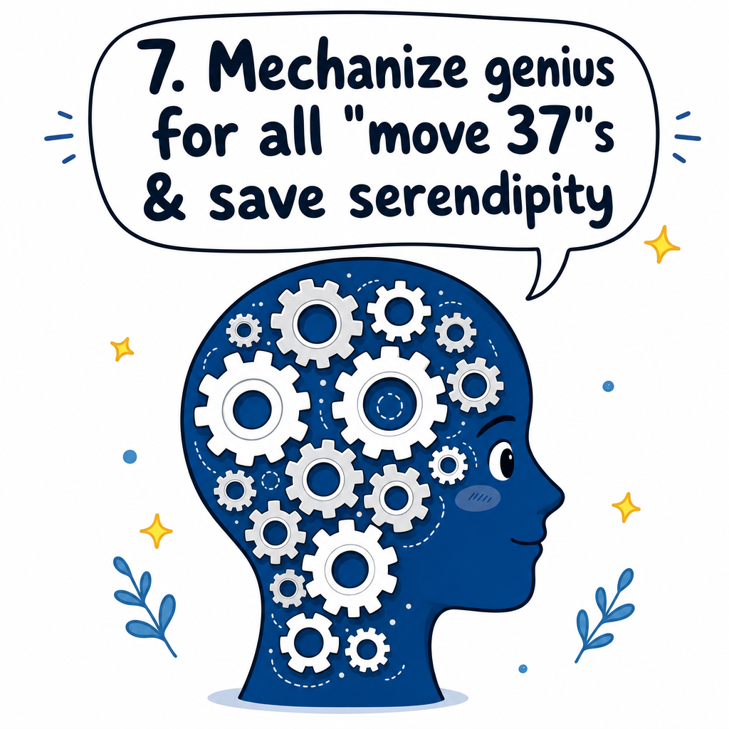 Mechanize genius for all — Move 37s and save serendipity